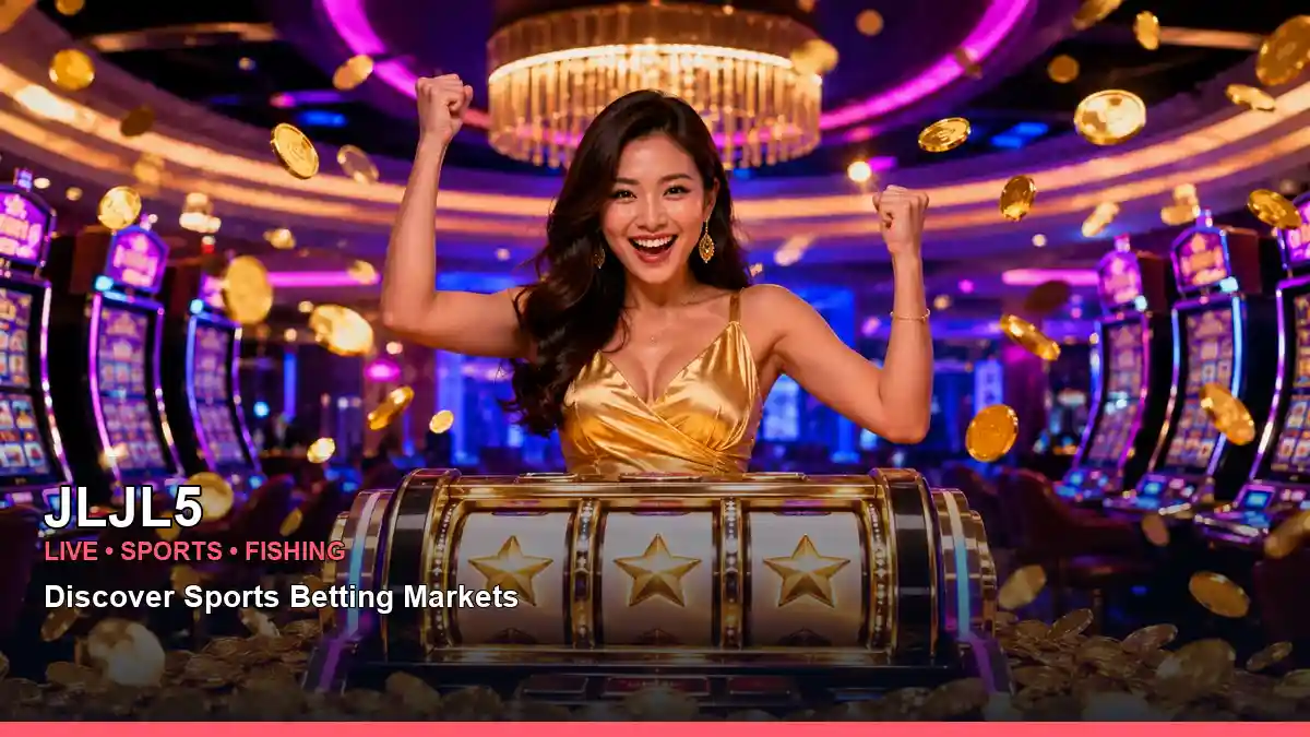 JLJL5 jackpot slot game artwork with an adult Filipina casino host and a festive layout